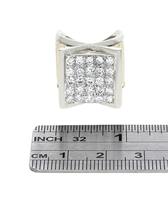 Diamond Pave Square Top Fashion Ring